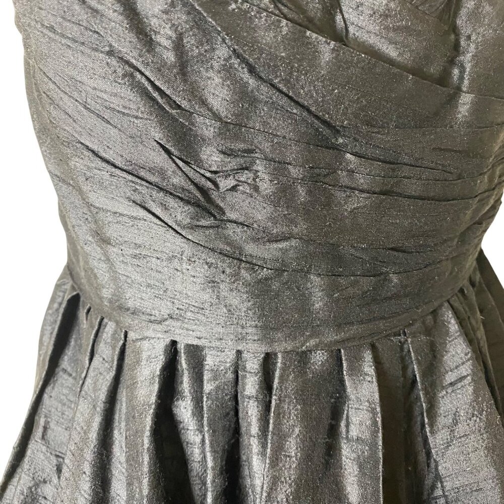Vintage Y2K ABS by Allen Schwartz Black Silk Strapless Evening Gown Sz 2 - Picture 11 of 11